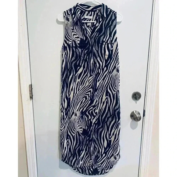 Equipment Black Tegan Zebra Print Silk Dress - Picture 2 of 4